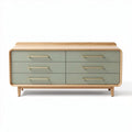 Wooden dresser with six drawers in green and natural finish 150 x 50 x 70cm