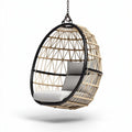 Hanging rattan chair with cushion for indoor and outdoor use beige 80 x 70 x 110cm