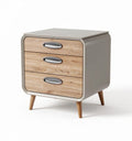 Modern nightstand with three drawers in gray and wood finish 40 x 40 x 50cm