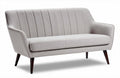 Two-seater sofa in light gray fabric with tapered wooden legs 182 x 85 x 75cm