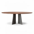 Round wooden dining table with metal base 300 x 150 x 75cm