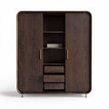 Wooden storage cabinet with two doors and shelves 120 x 40 x 160cm dark brown