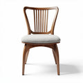 Wooden dining chair with upholstered seat in light gray 45 x 45 x 85cm