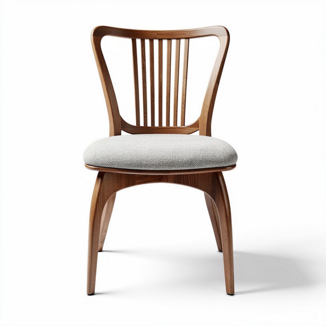 Wooden dining chair with upholstered seat in light gray 45 x 45 x 85cm