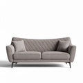 Gray upholstered sofa with diamond stitching design and two cushions 180 x 85 x 85cm